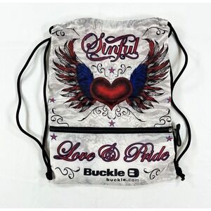 Vintage Y2K Affliction Sinful Heart Wings Cinch Bag The Buckle Grunge Mall Goth